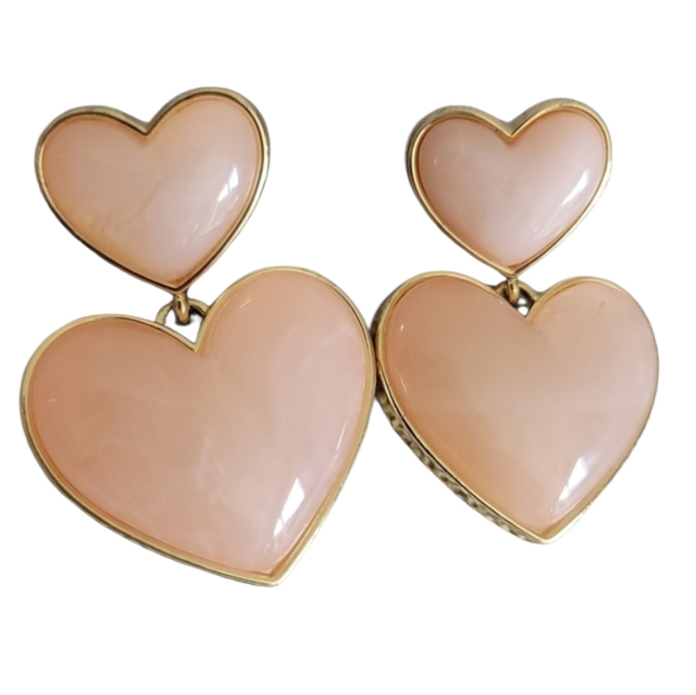 Baublebar Heart Pink Gold Boho Chic Drop Earrings Minimalist Romantic Stone Sexy